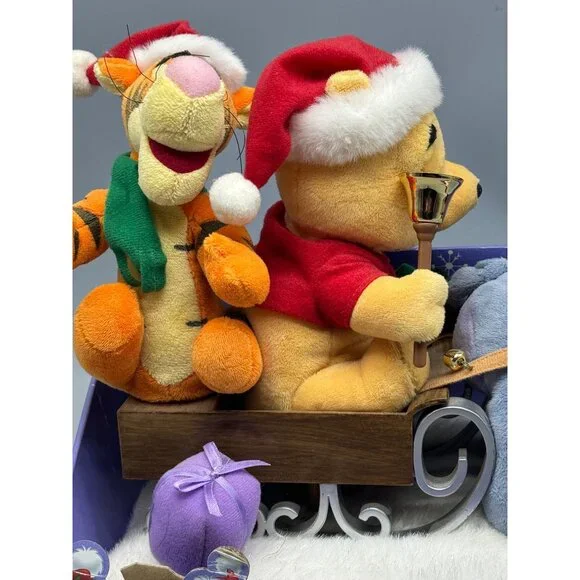 Disney Winnie The Pooh, Tigger Eeyore Sleigh Ride sing animated plush READ NEW